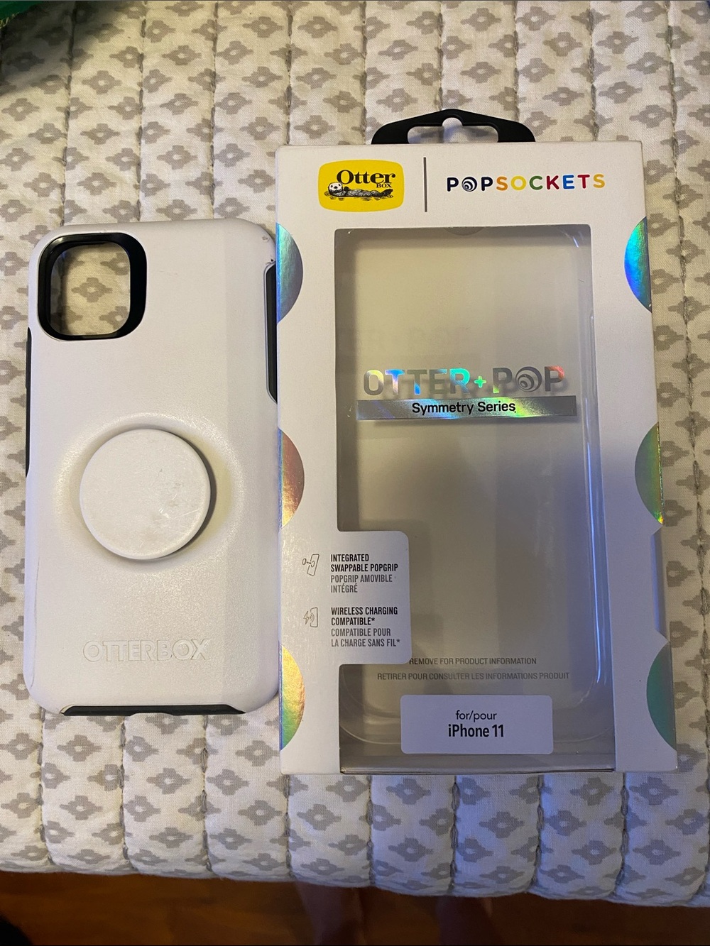 OtterBox White Symmetry Series iPhone 11 Case with Built-In PopGrip Compatible